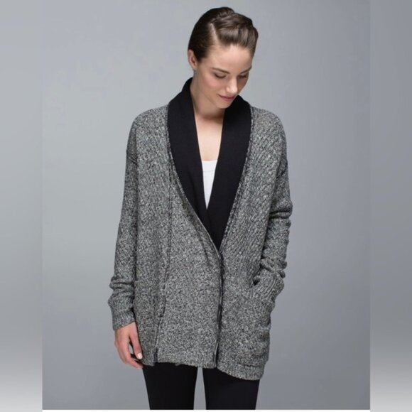 Lululemon Post Practice Cardigan Ghost / Black - Picture 1 of 12